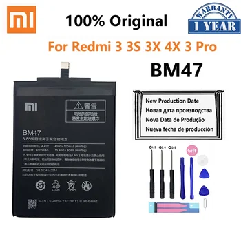 100% Originalus Redmi 3S 3Pro Baterija BM47 XiaoMi Redmi 3X Hongmi 3 S Pro Aukštos Kokybės Realias galimybes 4000mAh Baterija