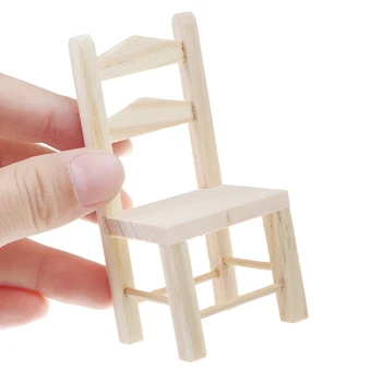 1PC 1:12 Lėlių Miniatiūrinės Medinės Kėdės, Baldų Modelį Žaislai Doll House Dekoro Priedai Vaikai Apsimesti Žaisti Žaislas