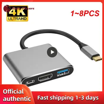 1~8PCS 3 in 1 HUB Tipas-c-HDMI-USB 3.0 Docking Station Įkrovimo 4K Adapteris, Splitter Už 
