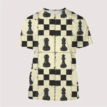 2023 Naujo Dizaino Šachmatų Grafika T-shirt Vasaros Laisvalaikio Mada Vyrams Marškinėliai 3D Spausdinimo Hip-Hop Tees
