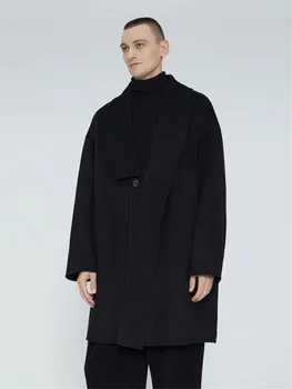 2024 Rudens/Žiemos dvipusis vilnos paltai vyrams Prarasti vidutinio ilgio paprastas dizaineris vilnos, kailio paltai vyrams