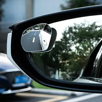 2vnt Automobilių Veidrodėliai Plataus Kampo Automobilių aklojoje Veidrodžių 360 Laipsnių Reguliuojamas Papildomas galinio vaizdo Veidrodėliai Frameless Mažas Apvalus Veidrodis