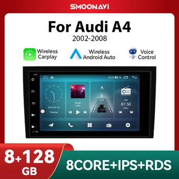 8GB 128GB GPS Belaidžio Carplay Android 12 Automobilių Multimedijos Grotuvo Audi A4 (2002-2007 M.) S4 RS4 B6, B8 B7 4G Wifi Auto Radijo RDS DSP