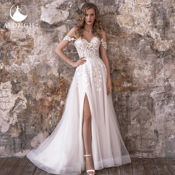 Aedmgh A-Line Wedding Dresses 2024 Brangioji, Nuo Peties Vestido De Novia Romantiška Appliques Valymo Traukinio Chalatas De Mariee