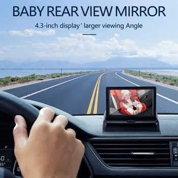 Baby Automobilių Veidrodėliai 4.3 Colių HD Naktinio Matymo Automobilių Veidrodis Rodyti Saugos Sėdynės Stebimas vaizdo Kamera galinio vaizdo Veidrodėlis