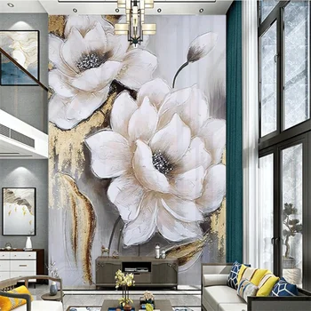Custom freskos 3d advanced prasme kabo tapybos ranka-dažytos gėlių aliejaus tapybai kambarį dekoratyvinis dažymas tapetų tetra