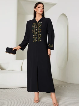 Eid Šalis Suknelė Musulmonų Moterys Abaja Gobtuvu Ramadanas Dubajus Spalvingas Deimantų Kimono Vestidos Kaftan Islamą, Arabų Ilgas Apdaras 2024