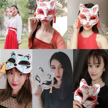 Japonijos Fox Mask Unisex Dažytos 3D Fox Mask, PVC Juosteles Varpai netoksiškas Cosplay Kostiumai, Rekvizitas, Priedai