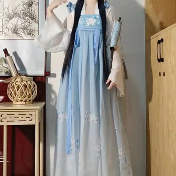 Kinijos Derliaus Hanfu Suknelė Moterims Tradicinių Tang Dinastijos Gėlių Spausdinti Princesė Suknelės Rytietiškų Pasakų Cosplay Etape Šokių Skraiste