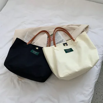 Korėjos Vasaros Naujojo Didelės Talpos, Vėjo Vieną Petį Drobė Maišelis Paprastas Kišeninis Moterų Instagram Maišelį vientisos Spalvos Tote Bag
