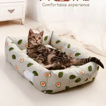 Kvadratinės grotelės Šuo lova, Nuimamas plaunamas Pet Lova katė lizdą dvipusis naudoti medvilninio tampono miegmaišį Didelis Mažos Katė