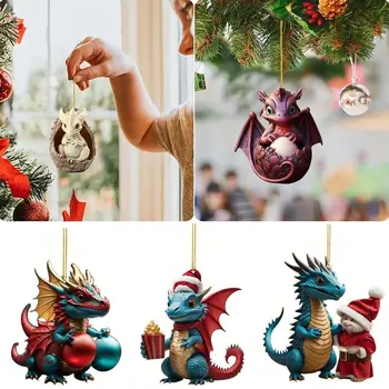 Kūdikių Kiaušinių Kalėdų Pakabukas Naujųjų Metų Dovana Kalėdų Dragon Akrilo Kalėdų Medžio Kabo Pakabukas Animacinių Filmų Mielas Kalėdų Papuošalai