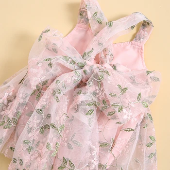 Kūdikių Mergaičių Romper Suknelė Be Rankovių Siuvinėjimo Gėlių Margumynas Bodysuit Vasaros Drabužių