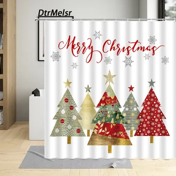 Kūrybos Kalėdų Medžio Dušo Užuolaidos Snaigės Star Naujųjų Metų Kalėdų Vonios Užuolaidų Komplektas Poliesterio Audinio Vonios kambarys Dekoro su Kabliukais