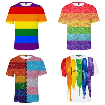 LGBT Vaivorykštės Vėliava, Gėjų, Lesbiečių 3D Marškinėliai Vyrams, Moterims trumpomis Rankovėmis T-shirt Harajuku Tshirts Tees Drabužių Streetwear
