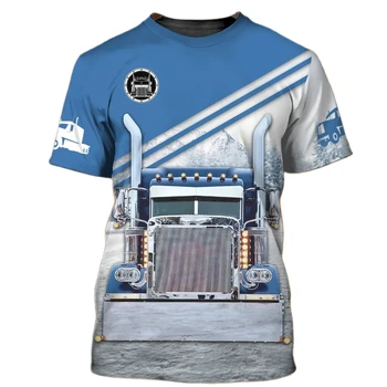Mados 3D Sunkvežimis Spausdinti vyriški T-Shirt Vasaros Gatvės Tendencija Plius Dydis-trumpomis Rankovėmis Viršuje Lauko Sporto Atsitiktinis O-Kaklo Marškinėliai