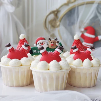 Naujas Tortas Deocr Prekių Minkšti Plastikiniai Santa Claus Gulėti Ant Sniego Tortas Topper Už Linksmų Kalėdų Keksas Kaminas Tortas Ženklas