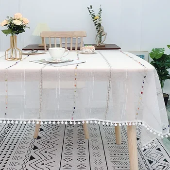 Nėriniai stačiakampio formos staltiesė dekoro staltiesės, virtuvės, virtuvės, valgomojo vestuvių tiulio su kutais