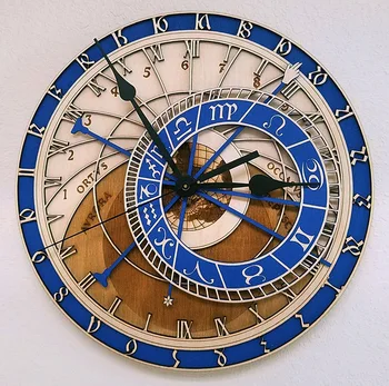 Prahos astronominis laikrodis, kūrybingų gyvenimo kambario sienos laikrodis, kvarcinis laikrodis dvylika žvaigždynų didelis sieninis laikrodis meno laikrodis 2024