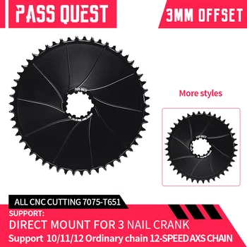 QUEST PRAEITI 3mm Offset, neįtikėtinai stiprios 36T-54T Uždarytas Disko Direct Mount 3 Varžtas Chainwheel už SRAM 3 Varžtas GXP DUB AXS 12 Greičio
