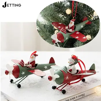 Retro Geležies Kalėdų Pakabukas Antikos Stiliaus Santa Claus Lėktuvo Kalėdų Eglutės Kabinti Dekoravimas Ornamentais Sniego Dekoratyvinis