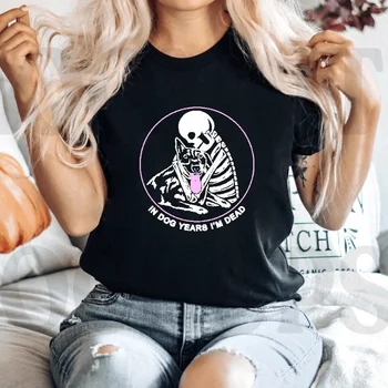 Retro mados Skeletas T-Shirt Mados Mielas Atspausdintas T-Shirt Viršuje Moterų trumpomis Rankovėmis Atspausdintas Drabužių Modelis Vasaros Black T-Shi