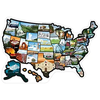 RV Valstybės aplinkosaugos ¾enklelis Kelionės Žemėlapis Jungtinės amerikos valstijos, 21x14.5