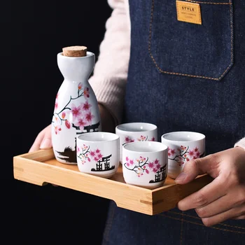 Sakura Modelio Japonijos Sake Rinkiniai Vyno Butelis Puodeliai Rinkiniai, Baras Keramikos Drinkware Arbatos Rinkinys Puodelis Kungfu Arbatos Rinkinys Arbatos Puodą Nustatyti