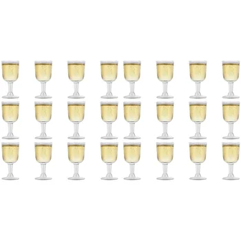 Skaidraus Plastiko Vyno Stiklas Perdirbamas - Grūdintas Wine Goblet - Vienkartiniai & Daugkartinio naudojimo Puodelius Šampanas, Desertas 24Pcs