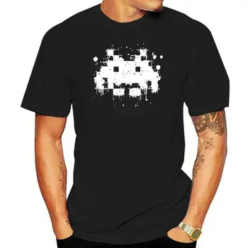 Space Invader Marškinėlius Klasikinis Šaudymo Žaidimas Paauglių Camiseta Medvilnės Dovana Vintage Retro Arcade Žaidėjas T-shirt