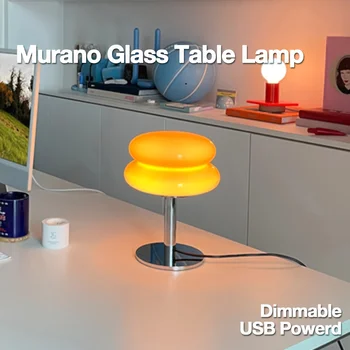 Stiklo Kiaušinių Pyragas Stalo Lempa Pritemdomi USB Powered Aplinkos Šviesos svetainė, Miegamasis ir Home Office Puikus Naktiniai staleliai, Lempa