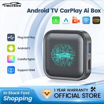 TIMEKNOW Prekės CarPlay Ai Box Mini TV Box Automobilių Android 11 Sistemą Belaidžio ryšio CarPlay 