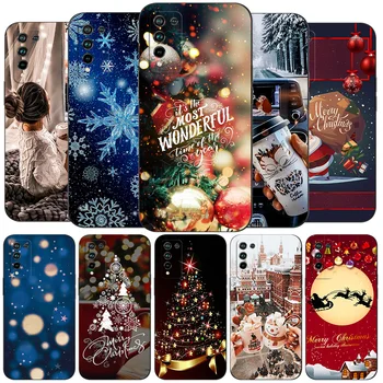 Už Garbę 10X Lite Atveju Silicon Cover Telefoną Atveju Huawei Honor 10X Lite Bamperis 10XLite juoda tpu case Kalėdų žiemos sniego