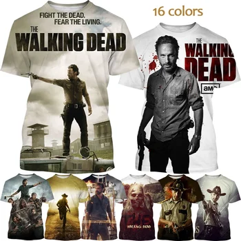 Vasaros Mados Atsitiktinis Kūrybos Apvalios Kaklo trumparankoviai Naujasis Walking Dead 3D T-shirt Gatvės T-shirt