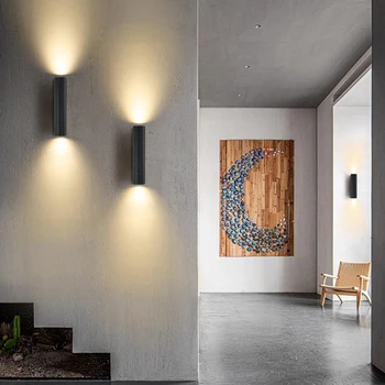 Vidaus LED Sieniniai Šviestuvai vidaus Apdailos Miegamasis 7W Aliuminio įrenginiai Juoda Naktiniai Sienos Šviesos