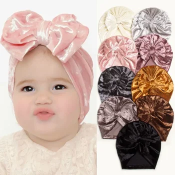 Šiltas baby auksinio aksomo lankas skrybėlę žiemą vaikai minkštas ir patogus gobtuvu baby padangų bžūp.